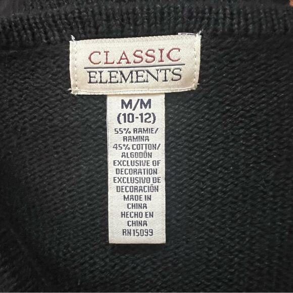 Vintage Black Holiday Cardigan Poinsettia & Snowflake Embroidery Size M (10–12) - Picture 6 of 7